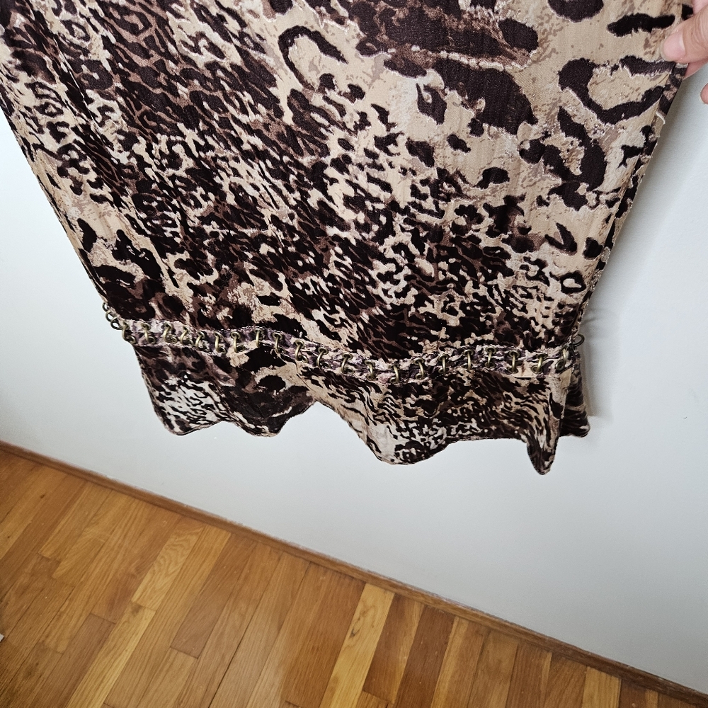 Y2K Karen Millen Silk Slip Midi Dress Sz 8 Animal Print Embellished Eyelets boho - Picture 14 of 15